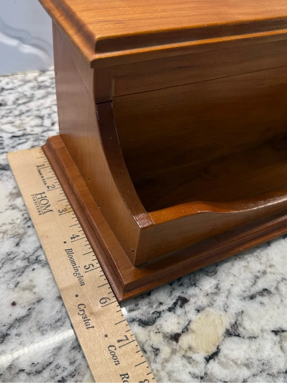Vintage Wooden Desk Organizer Mail Sorter Letter Holder Hinged Lid Slanted Box